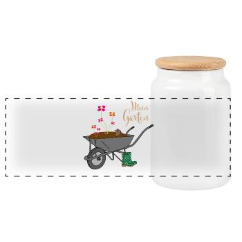 My garden - Panoramic Cookie Jar with Wooden Lid - white - Front