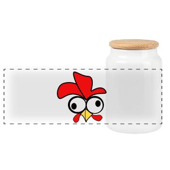 Coq images drôles - Boîte à biscuits avec couvercle en bois - blanc - Devant