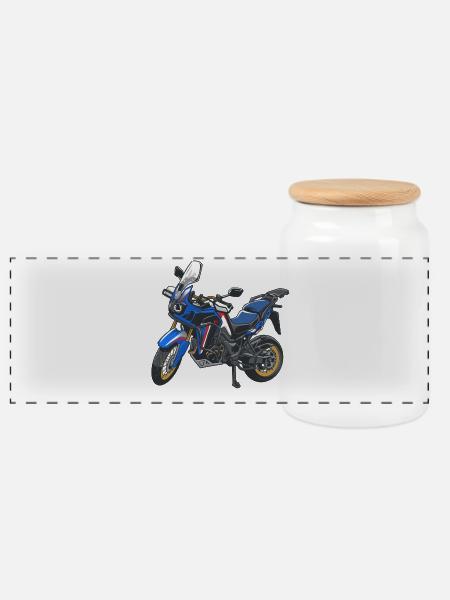 Africa Twin Enduro - solo blue - Panorama Keksdose mit Holzdeckel - Weiß