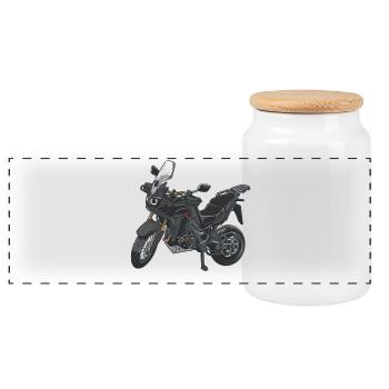 Africa Twin Enduro - solo black - Panoramic Cookie Jar with Wooden Lid - white - Front