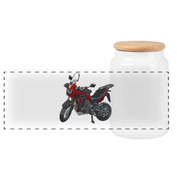 Africa Twin Enduro - solo red - Panoramic Cookie Jar with Wooden Lid - white - Front