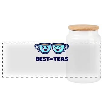 Beste Freunde Tee Tasse Saying - Panorama Keksdose mit Holzdeckel - Weiß - Vorne