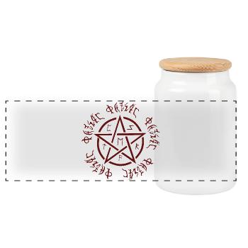 Motif pentagramme, futhark, goth, tenue d’Halloween - Boîte à biscuits avec couvercle en bois - blanc - Devant