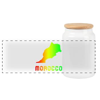 Maroc Arc-en-ciel Plan design / cadeau - Boîte à biscuits avec couvercle en bois - blanc - Devant