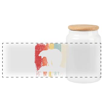 Silhouette arc-en-ciel de l’ours - Boîte à biscuits avec couvercle en bois - blanc - Devant