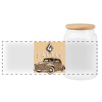 4 LEGS - Panoramic Cookie Jar with Wooden Lid - white - Front