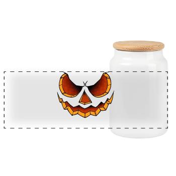 Gruselig Kürbis Halloween - Panorama Keksdose mit Holzdeckel - Weiß - Vorne