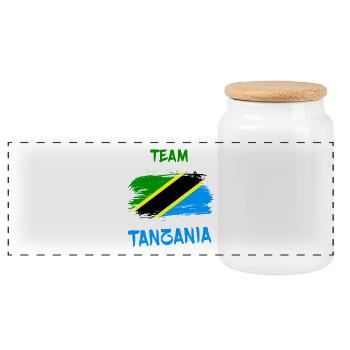 Team Tanzania Flag Design - Panoramic Cookie Jar with Wooden Lid - white - Front