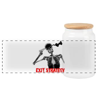 Mad crazy suicide suicide bizarre lol krass xray - Panoramic Cookie Jar with Wooden Lid - white - Front