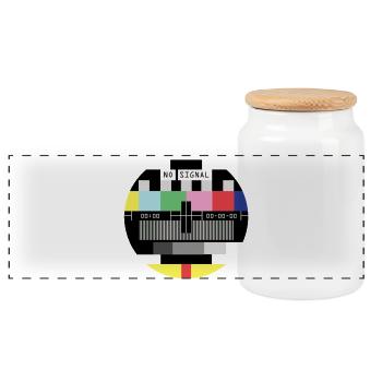 Test Pattern Pixel Art T-Shirt TV - Panoramic Cookie Jar with Wooden Lid - white - Front