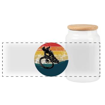 Cascade cycliste en VTT rétro VTT de descente - Boîte à biscuits avec couvercle en bois - blanc - Devant
