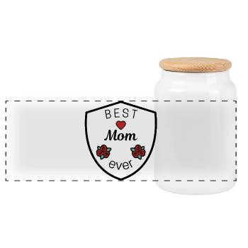 best mom ever blason bouclier armoiries coeur - Boîte à biscuits avec couvercle en bois - blanc - Devant