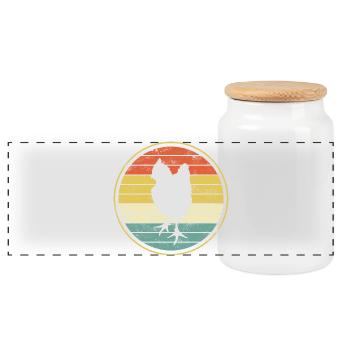 Poulet poules - Boîte à biscuits avec couvercle en bois - blanc - Devant
