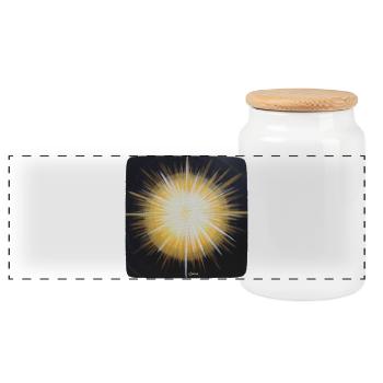 Star Gate Light in the Dark Sonja Ariel von Staden - Panoramic Cookie Jar with Wooden Lid - white - Front