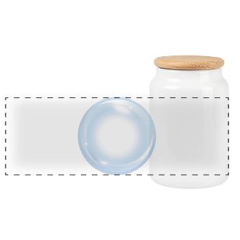Kristallkugel mit zarten Lichtreflexen in Pastell - Panorama Keksdose mit Holzdeckel - Weiß - Vorne