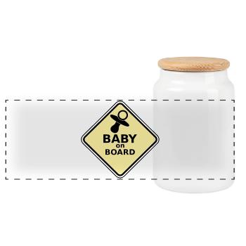Bébé jaune - Boîte à biscuits avec couvercle en bois - blanc - Devant