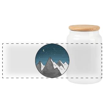 Mountain starry sky - Panoramic Cookie Jar with Wooden Lid - white - Front