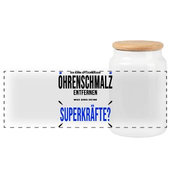 Ohrenarzt Ohren Ohrenschmalz Geschenk lustig - Panorama Keksdose mit Holzdeckel - Weiß - Vorne