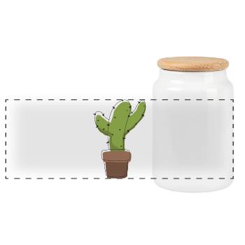 Cactus in a pot – graphic illustration - Panoramic Cookie Jar with Wooden Lid - white - Front