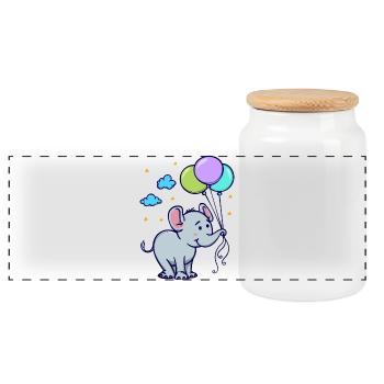 Animal Éléphant - Boîte à biscuits avec couvercle en bois - blanc - Devant
