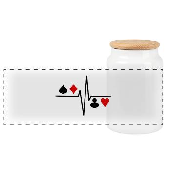 Poker Herzschlag - Panorama Keksdose mit Holzdeckel - Weiß - Vorne