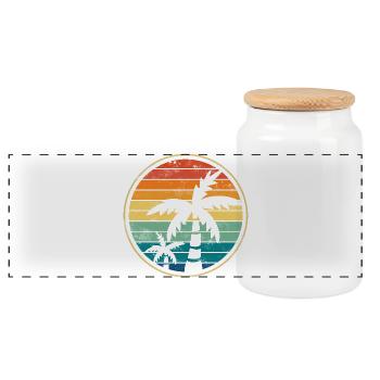 Palm palm trees beach - Panoramic Cookie Jar with Wooden Lid - white - Front