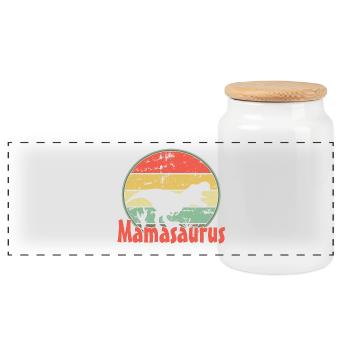 Mama Mamasaurus - Panorama Keksdose mit Holzdeckel - Weiß - Vorne