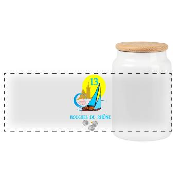Bouches du rhône - Panoramic Cookie Jar with Wooden Lid - white - Front