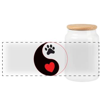 Hund - yin & yang Pfote mit Herz Hundeschule Gassi - Panorama Keksdose mit Holzdeckel - Weiß - Vorne
