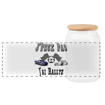 J'Peux Pas J'ai Rallye Course Sport Automobile - Boîte à biscuits avec couvercle en bois - blanc - Devant