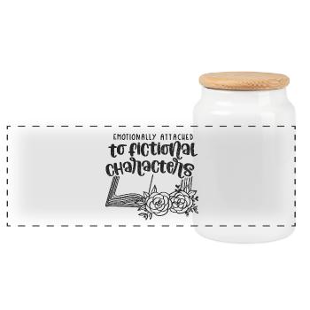 Book Books Bookworm Bookworm Author Gift - Panoramic Cookie Jar with Wooden Lid - white - Front