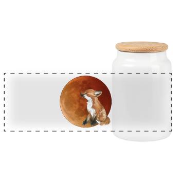 Moon fox in the evening light - Panoramic Cookie Jar with Wooden Lid - white - Front