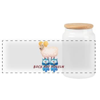 Bock Auf Vögel Lustig Tiermotiv Shirt - Panorama Keksdose mit Holzdeckel - Weiß - Vorne