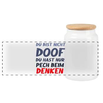 Du Hast Nur Pech Beim Denken Lustig Shirt - Panorama Keksdose mit Holzdeckel - Weiß - Vorne