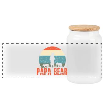 Papa bear - Panorama Keksdose mit Holzdeckel - Weiß - Vorne