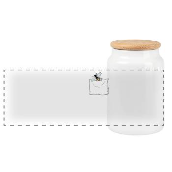 Bee in breast pocket - Panoramic Cookie Jar with Wooden Lid - white - Front