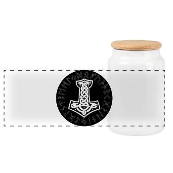 Mjölnir Celtique Nœud Runique - Boîte à biscuits avec couvercle en bois - blanc - Devant
