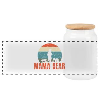 Mama Bear Mother's Day - Panoramic Cookie Jar with Wooden Lid - white - Front