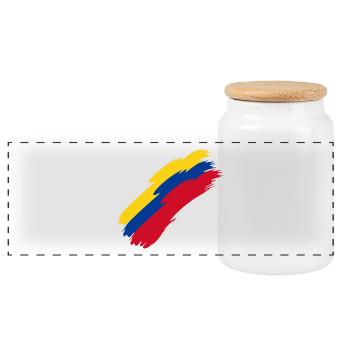 Colombie - Boîte à biscuits avec couvercle en bois - blanc - Devant
