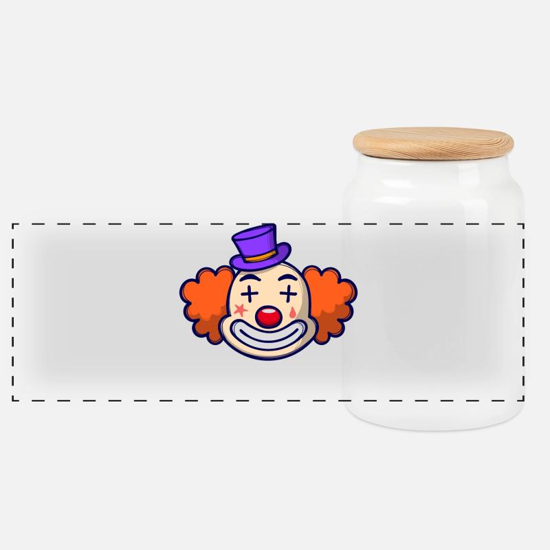 Clown Karneval Fasching - Panorama Keksdose mit Holzdeckel - Weiß