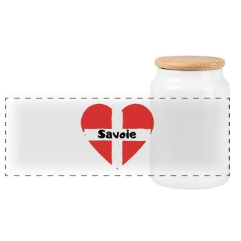 Savoie Drapeau Coeur - Boîte à biscuits avec couvercle en bois - blanc - Devant