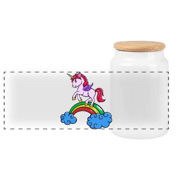 Animal Licorne - Boîte à biscuits avec couvercle en bois - blanc - Devant