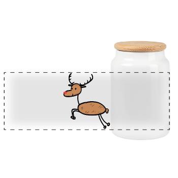Funny reindeer Christmas - Panoramic Cookie Jar with Wooden Lid - white - Front