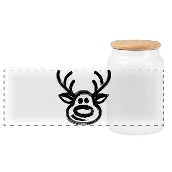 Noël Rennier visage Cerf - Boîte à biscuits avec couvercle en bois - blanc - Devant