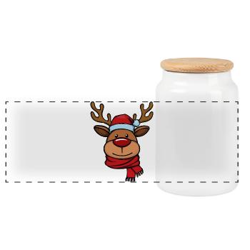 Noël Xmas le visage de renne - Boîte à biscuits avec couvercle en bois - blanc - Devant