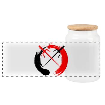 Ensozen sai - Panoramic Cookie Jar with Wooden Lid - white - Front