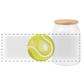 Tennis Ball Icon Tennis Player Club Team - Panoramic Cookie Jar with Wooden Lid - white - Front