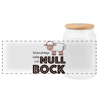 Null Bock auf Dienstag - Schaf - Panorama Keksdose mit Holzdeckel - Weiß - Vorne