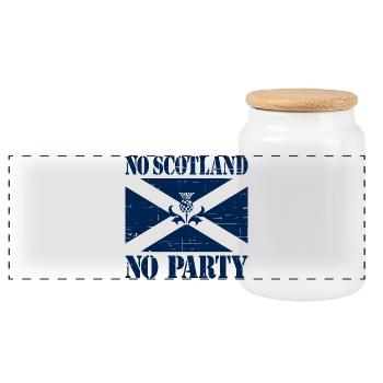 No Scotland No Party Saltire Flag Slogan - Panoramic Cookie Jar with Wooden Lid - white - Front