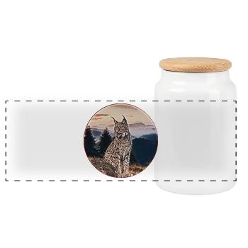 Luchs Natur Freiheit Wildkatze - Panorama Keksdose mit Holzdeckel - Weiß - Vorne